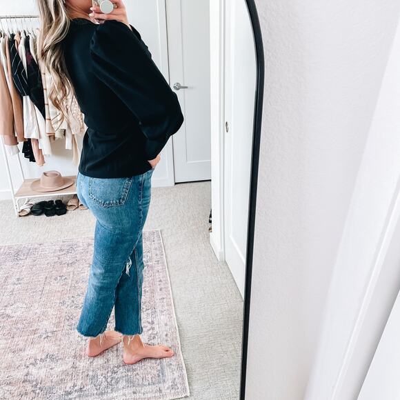 ALC Black Button Front Puff Sleeve Tophe - Picture 4 of 12